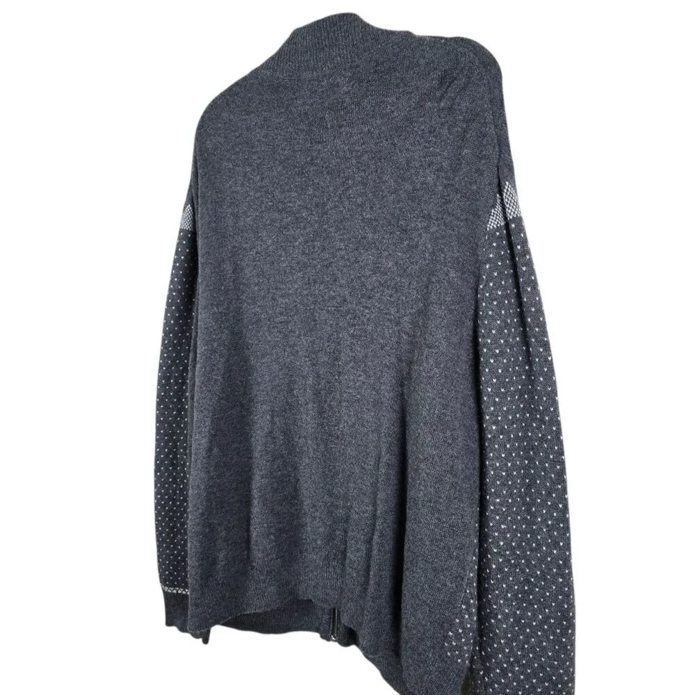 Cremieux Mens Gray Lambswool Nordic Fair Isle Full Zip Cardigan Sweater XXL